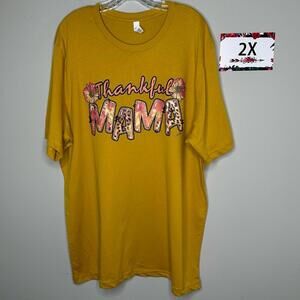 Thankful Mama 2X yellow tee Thanksgiving - L&B Life